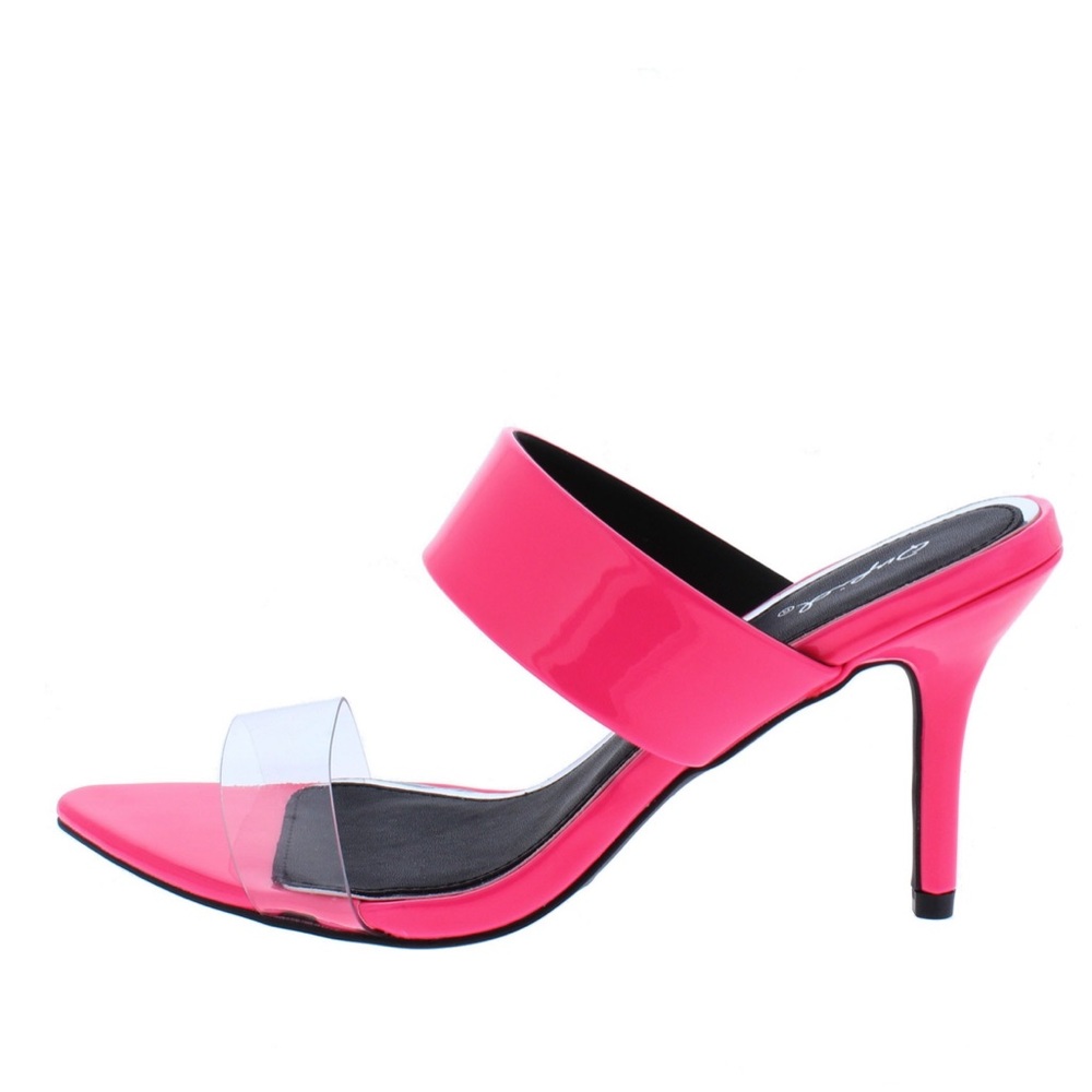 Neon Fuchsia Patent Lucite Slide Heel